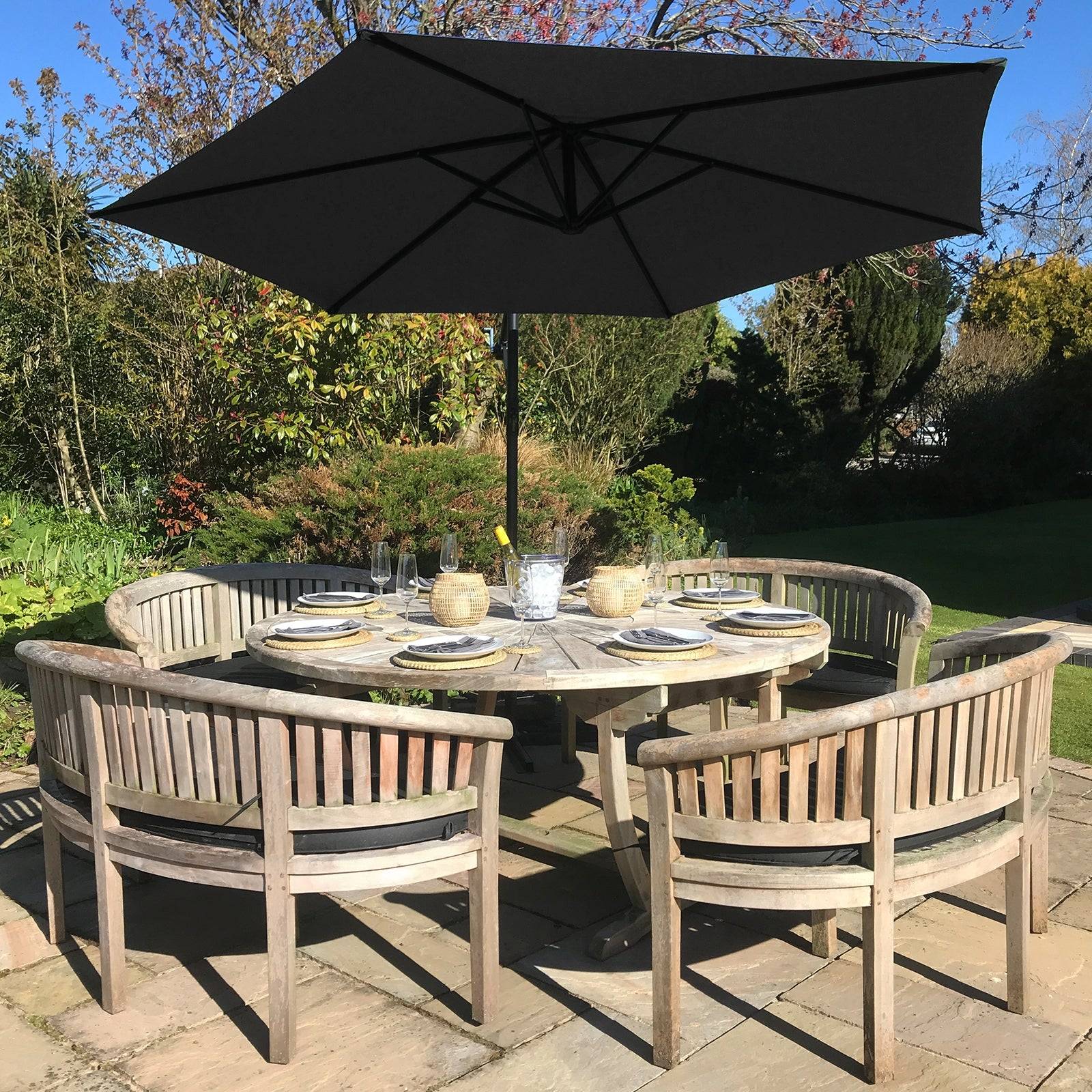 Monstershop - Parasol Cantilever Noir & Base Ronde 3m x 3m x 2.5m - Image 4