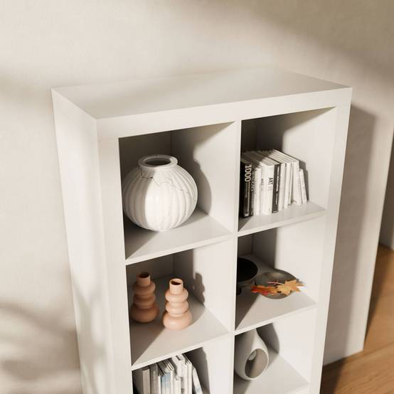 sweeek - Etagère bibliothèque 4 niveaux 8 compartiments. casiers. effet bois blanc. L 76 x P 39 x H 146cm | sweeek - Image 7
