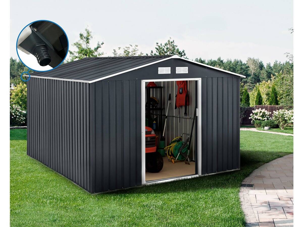 Habitat Et Jardin - Abri De Jardin Métal - "vegas" 12.98 M² Avec Gouttière - Gris -habitat Et Jardin - Image 2