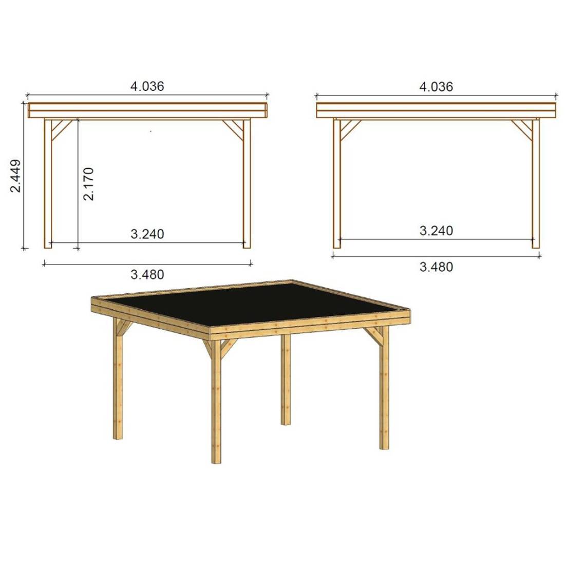Altanka - Pergola de jardin 4.04x4.04m avec panneaux - traité - ALT132 - ALTANKA - Image 3