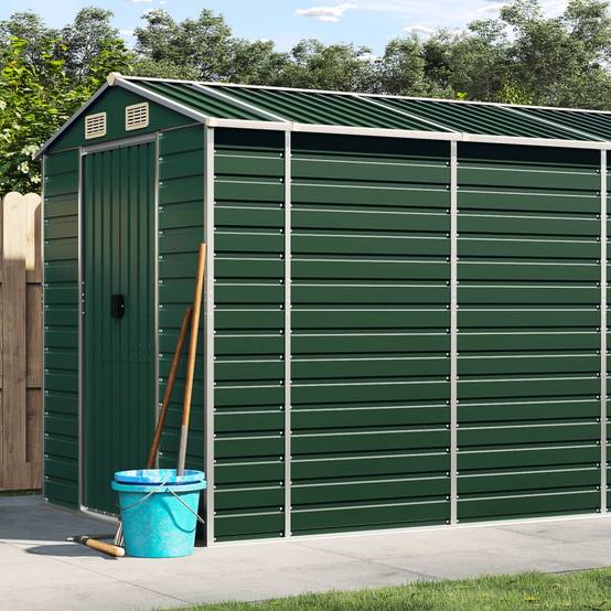 Abri de jardin acier galvanisé vert 191 x 470 x 198 cm - PANGIVO - Image 1