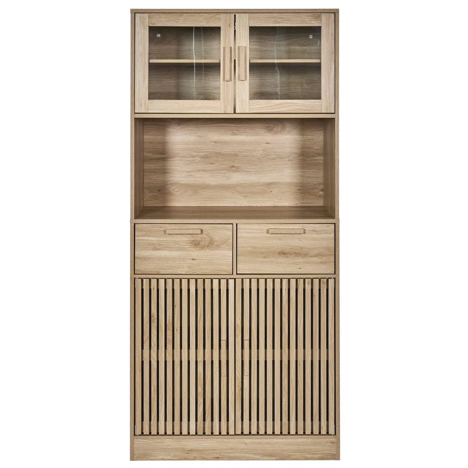 The Home Deco Factory - Buffet de cuisine 4 portes 2 tiroirs Saulk en bois - Marron - The Home Deco Factory - Image 1