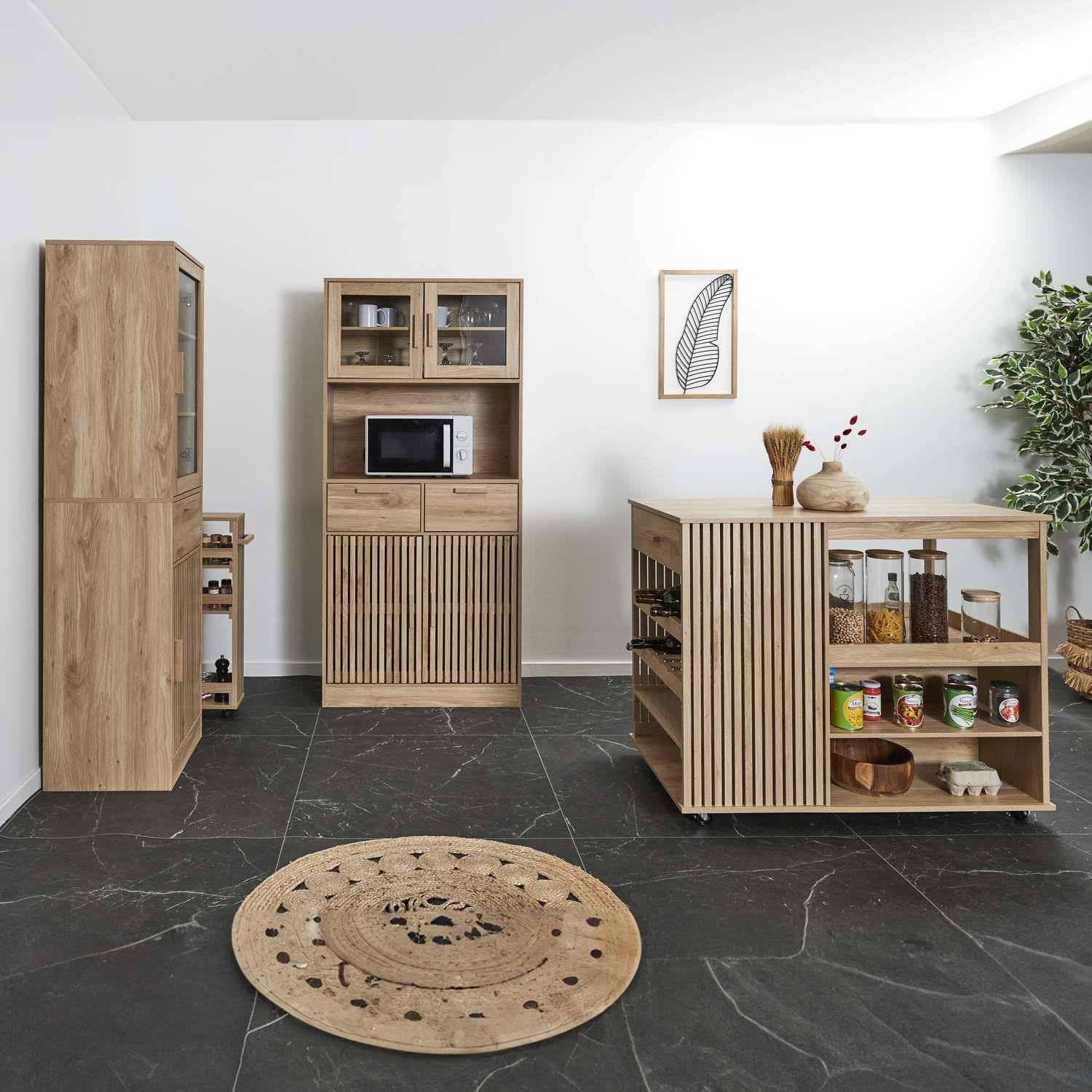 The Home Deco Factory - Buffet de cuisine 4 portes 2 tiroirs Saulk en bois - Marron - The Home Deco Factory - Image 7