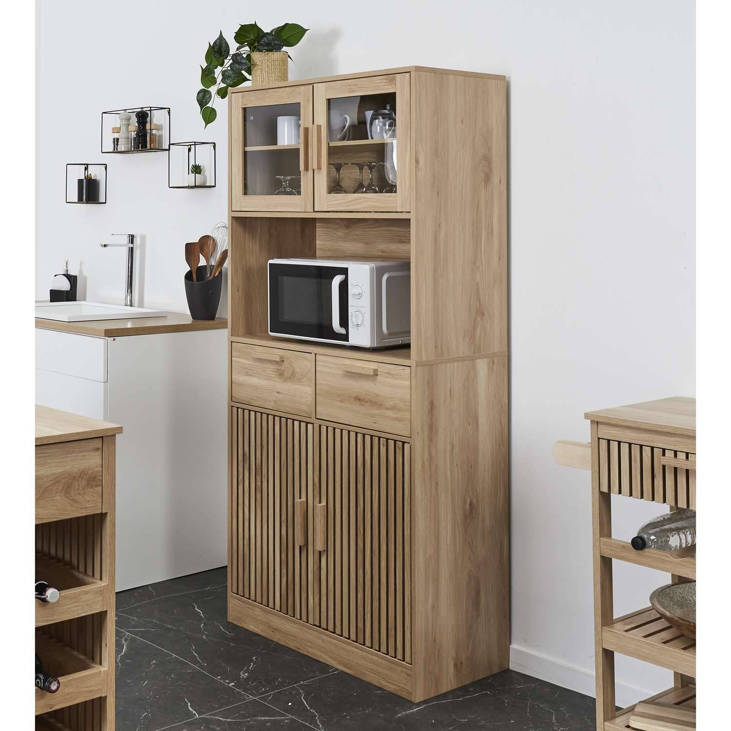 The Home Deco Factory - Buffet de cuisine 4 portes 2 tiroirs Saulk en bois - Marron - The Home Deco Factory - Image 2