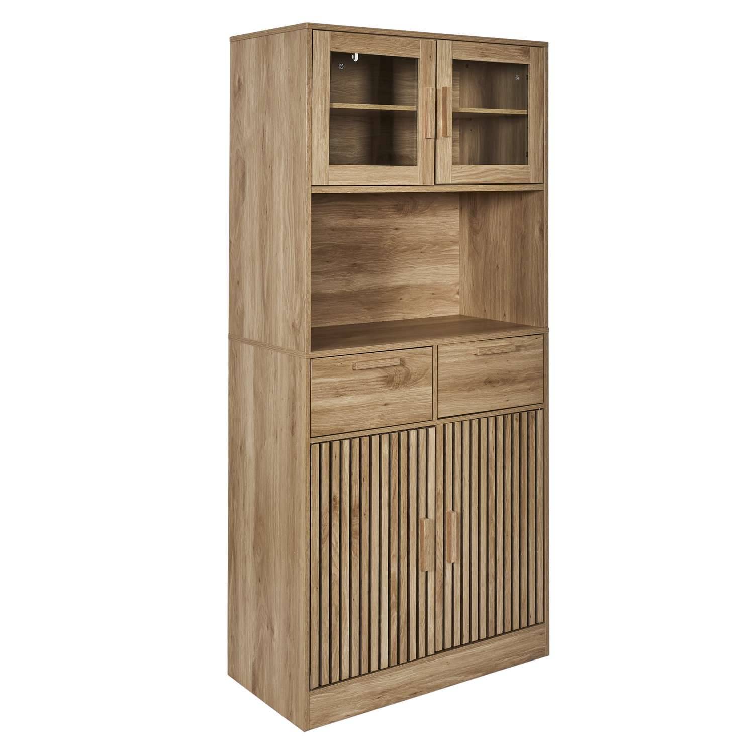 The Home Deco Factory - Buffet de cuisine 4 portes 2 tiroirs Saulk en bois - Marron - The Home Deco Factory - Image 3