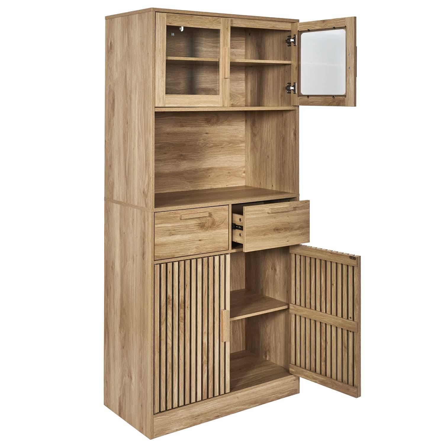 The Home Deco Factory - Buffet de cuisine 4 portes 2 tiroirs Saulk en bois - Marron - The Home Deco Factory - Image 4