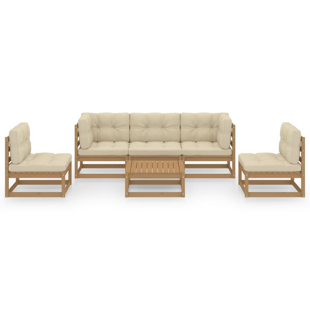 Helloshop26 - Salon de jardin meuble d'extérieur ensemble de mobilier 6 pièces avec coussins bois de pin massif - Image 2