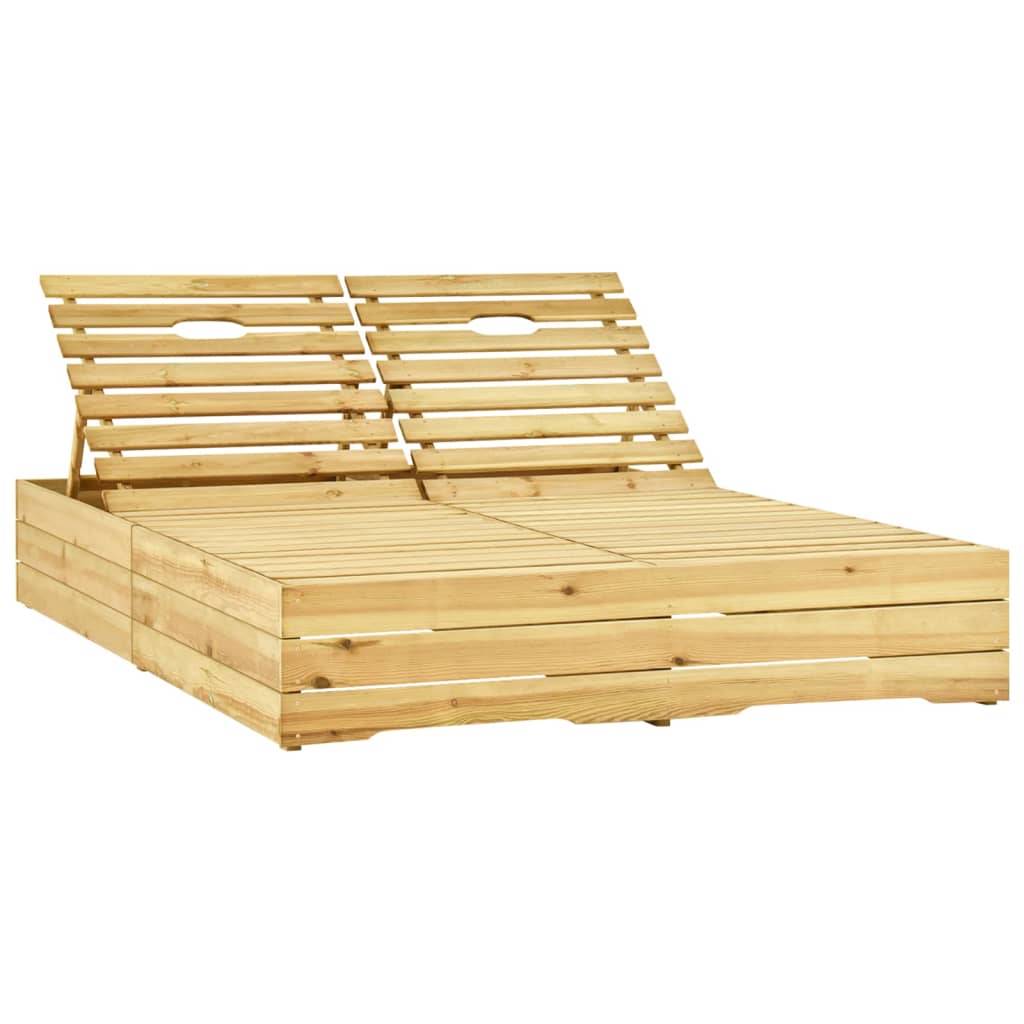 Helloshop26 - Transat chaise longue bain de soleil lit de jardin terrasse meuble d'extérieur double et coussins vert bois de pin imprégné - Image 2