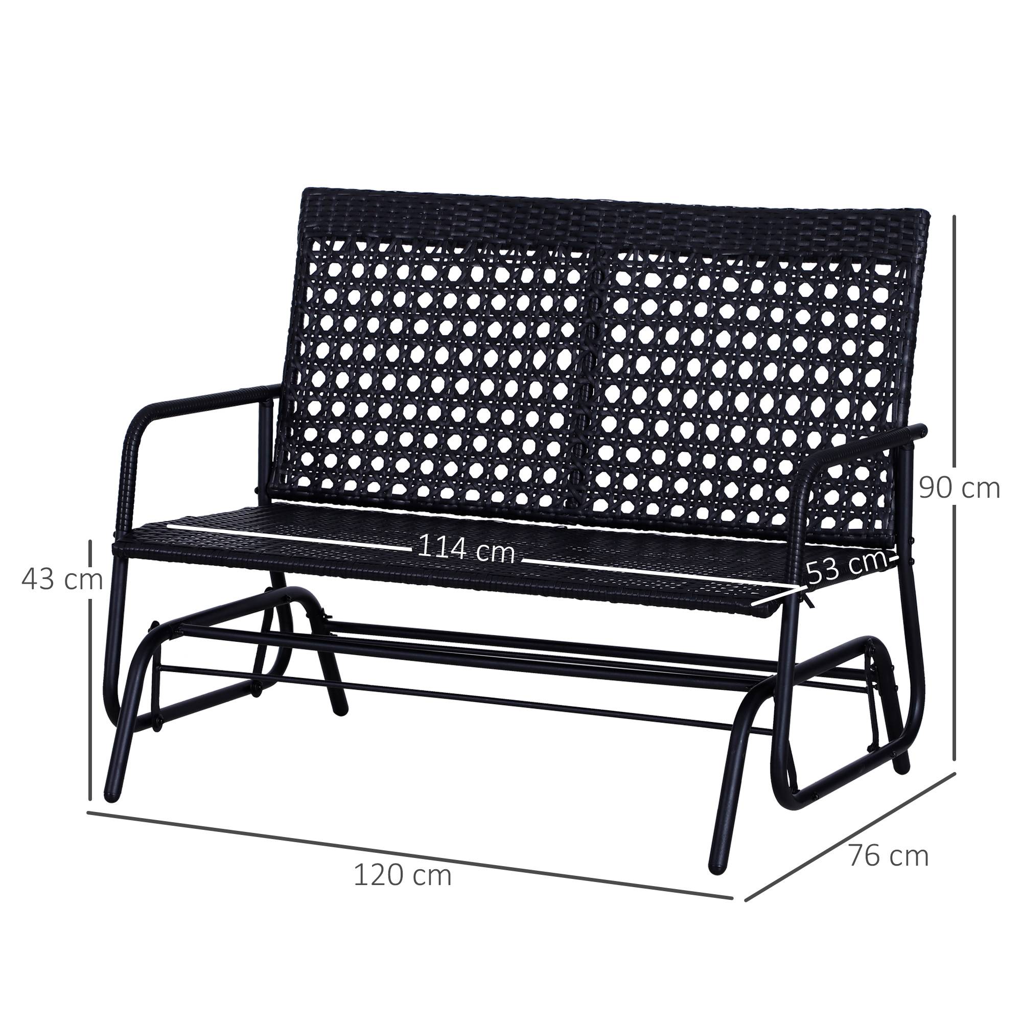 Outsunny - Banc à bascule de jardin 2 places style cosy chic métal époxy résine tressée imitation rotin noir - Outsunny - Image 2