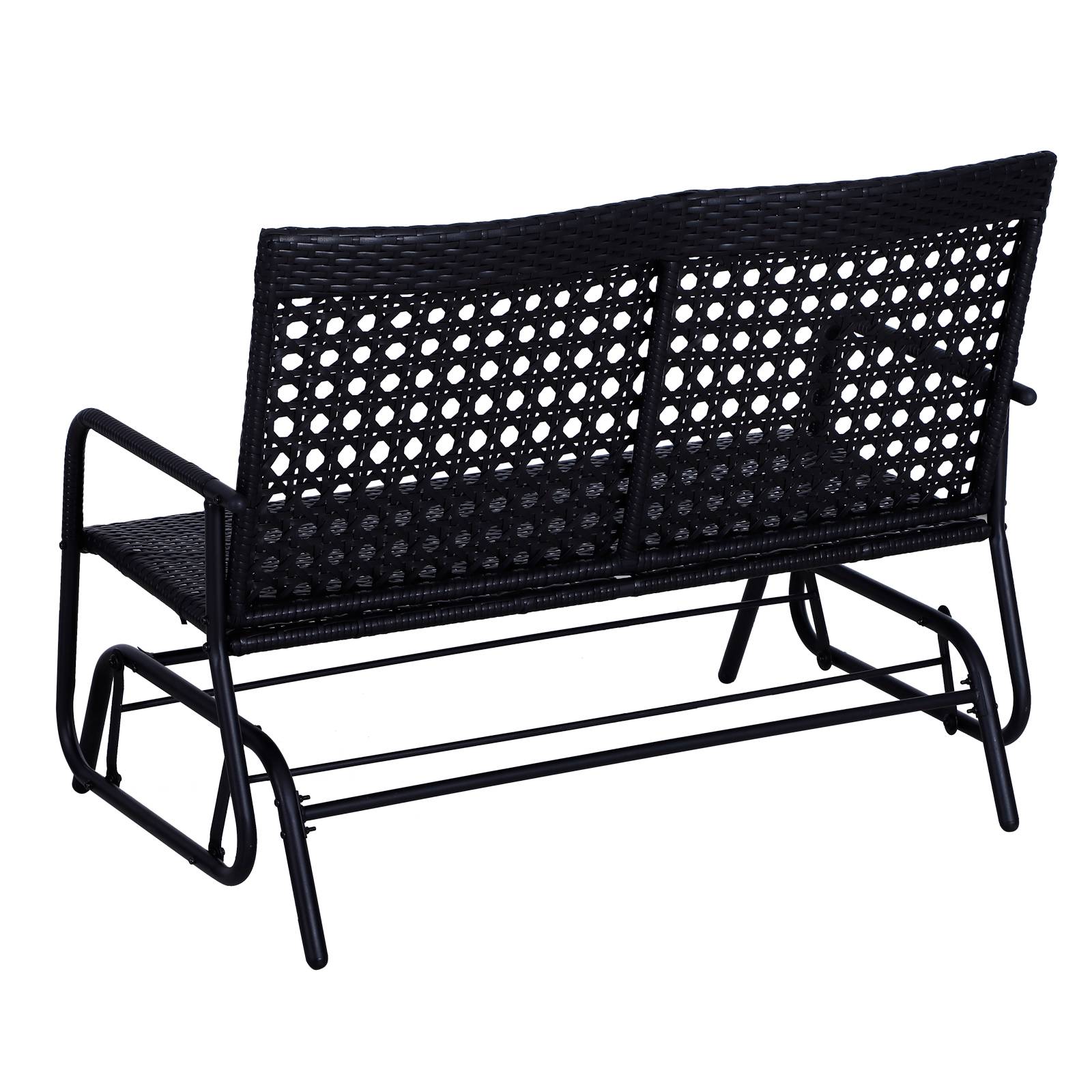 Outsunny - Banc à bascule de jardin 2 places style cosy chic métal époxy résine tressée imitation rotin noir - Outsunny - Image 5