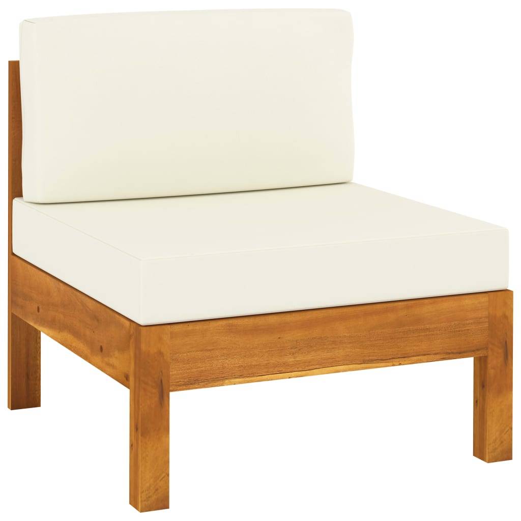 Helloshop26 - Salon de jardin meuble d'extérieur ensemble de mobilier 6 pièces avec coussins blanc crème bois d'acacia - Image 4