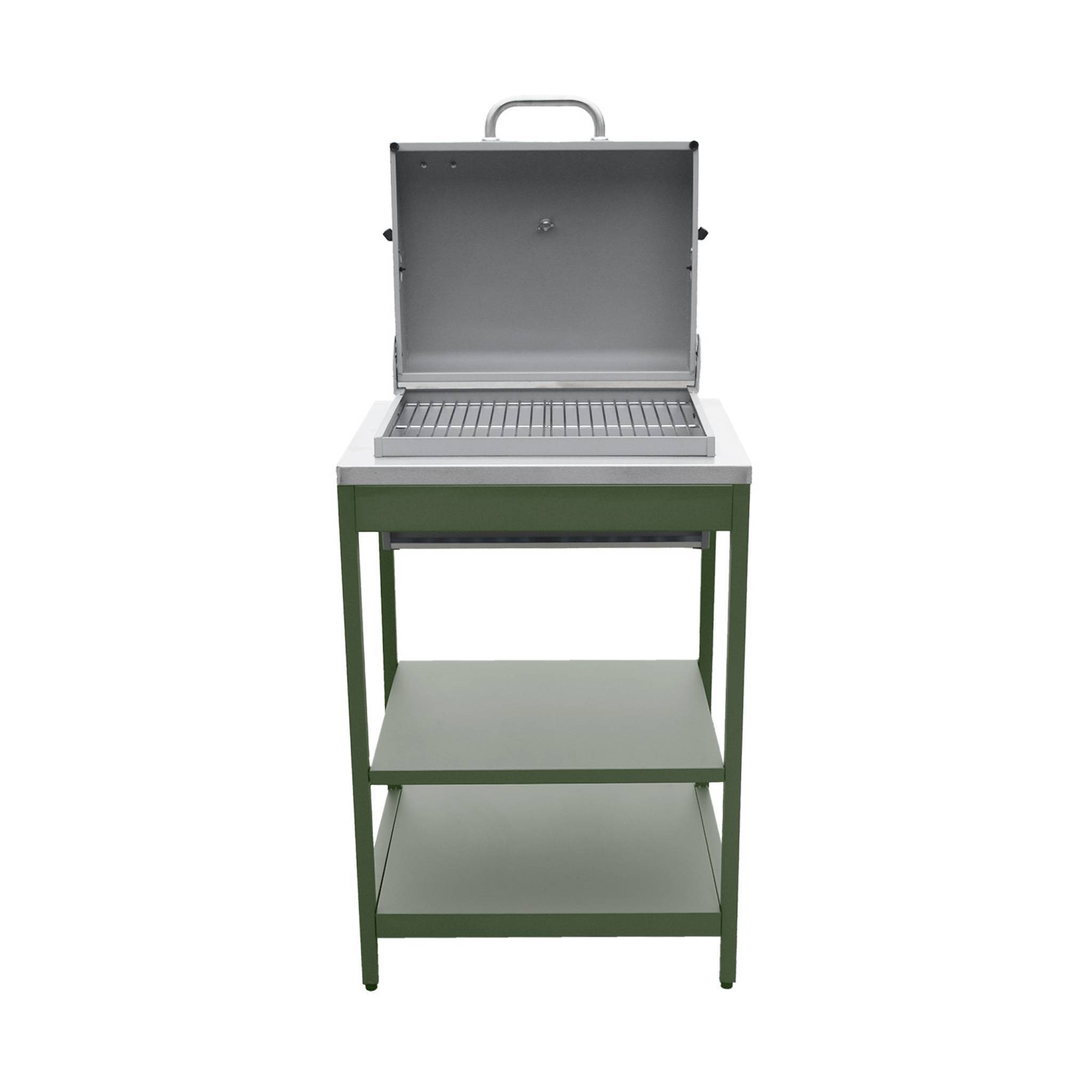 sweeek - Barbecue grill charbon de bois vert Naxos grille chromée 2 étagères | sweeek - Image 5