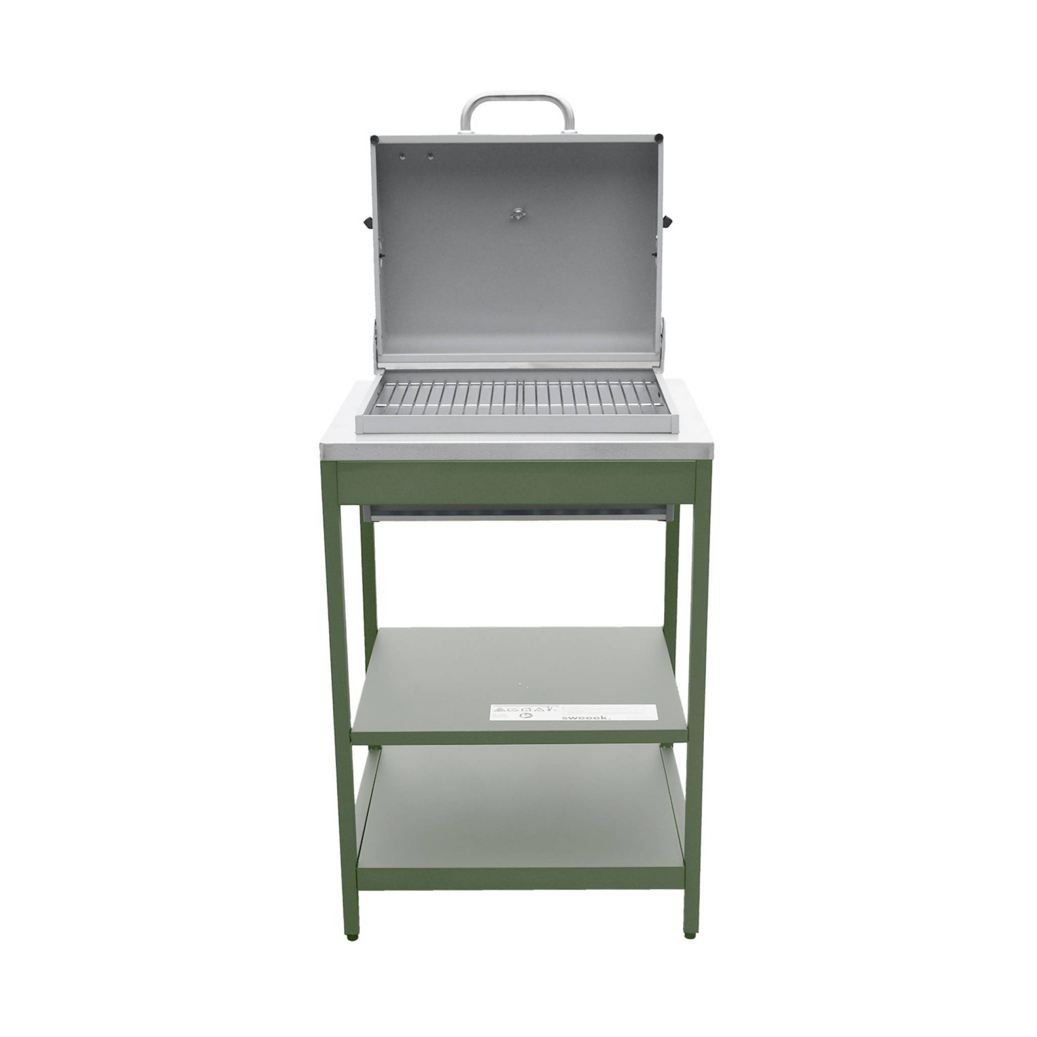 sweeek - Barbecue grill charbon de bois vert Naxos grille chromée 2 étagères | sweeek - Image 7