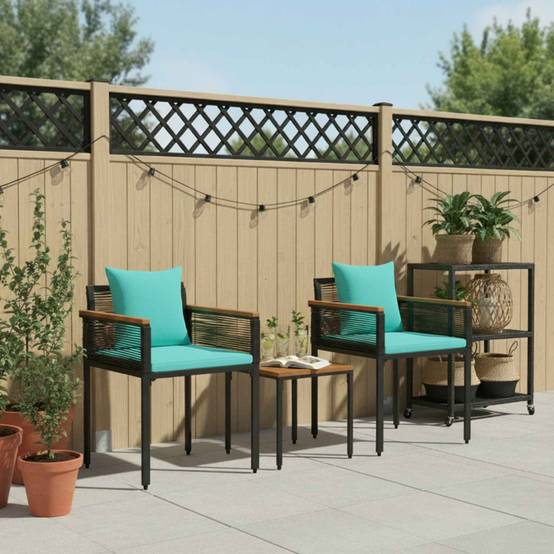 Ensemble de meubles d'extérieur 3 pcs | Mobilier d'extérieur Noir et turquoise Maison Chic - Image 4