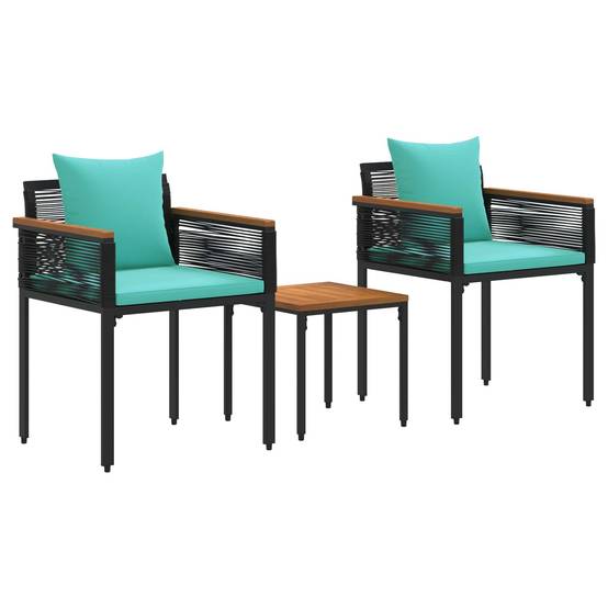 Ensemble de meubles d'extérieur 3 pcs | Mobilier d'extérieur Noir et turquoise Maison Chic - Image 1