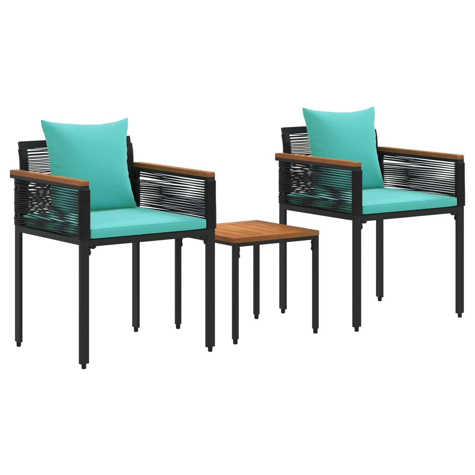 Ensemble de meubles d'extérieur 3 pcs | Mobilier d'extérieur Noir et turquoise Maison Chic - Image 1