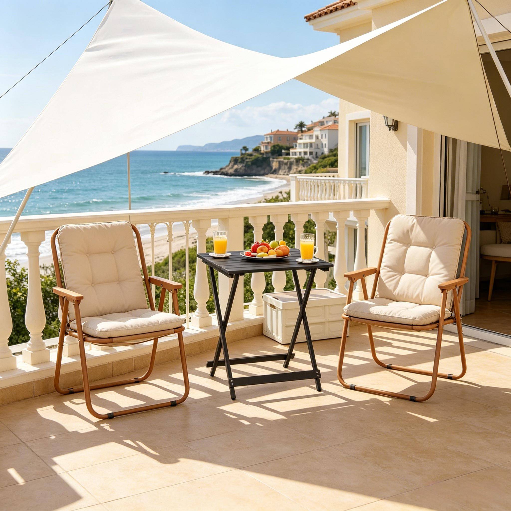 Table pliante d'appoint en aluminium pour balcon et jardin ultra légère 50x47x59cm noire - ComfortXL Outdoor Living - Image 3