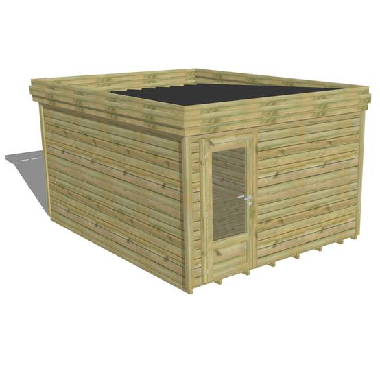 ABRI DE JARDIN bois autoclave 27mm - 3,44x4,34m / 15m2 - Bac acier - Plancher bois - Image 1