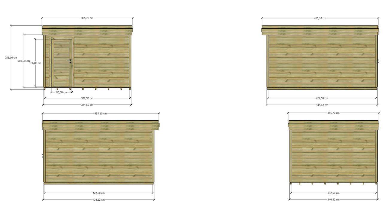 ABRI DE JARDIN bois  autoclave 27mm - 3,44x4,34m / 15m2 - Bac acier - Plancher bois - Image 4