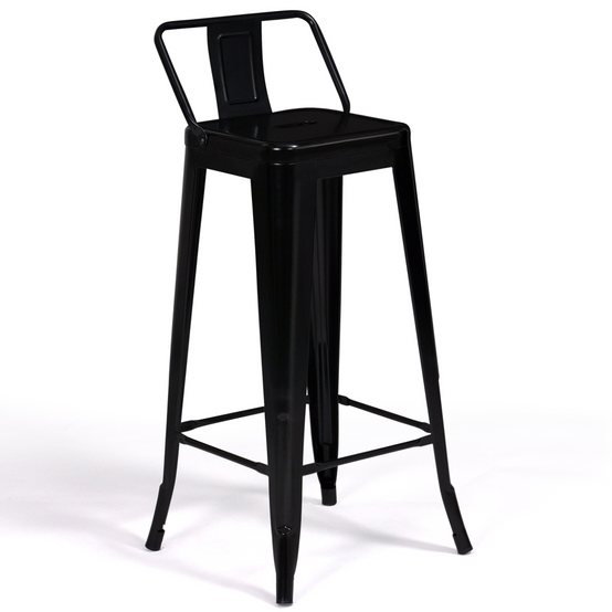 Lot de 4 tabourets de bar LENY métal noir mat et dossier aspect brut factory - Image 4