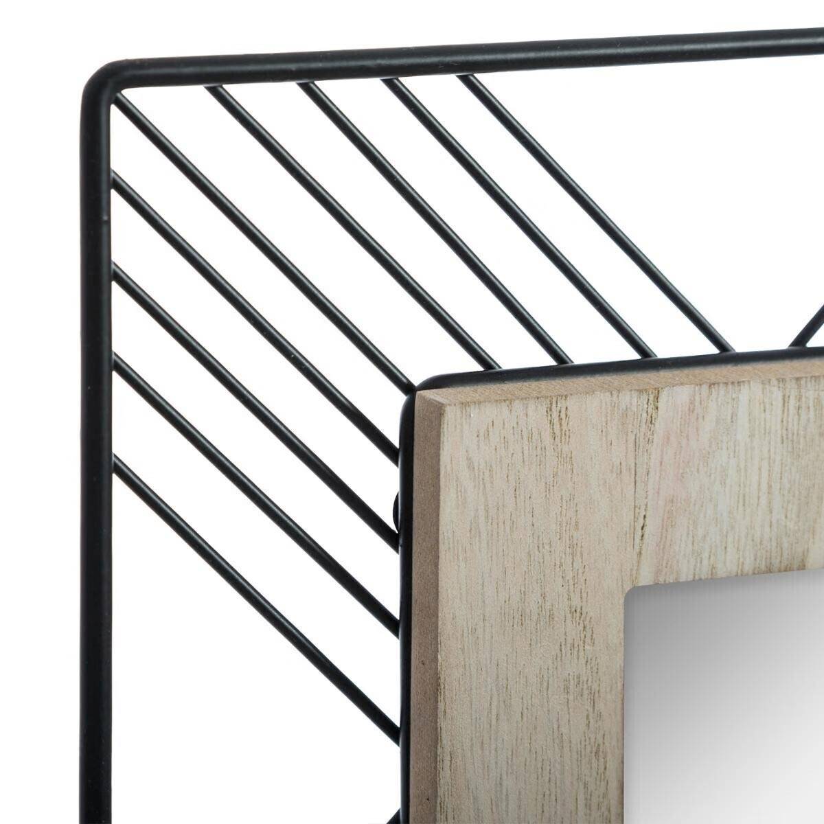 Miroir Carré en Métal & Bois "Joe" 45cm Noir - Image 2