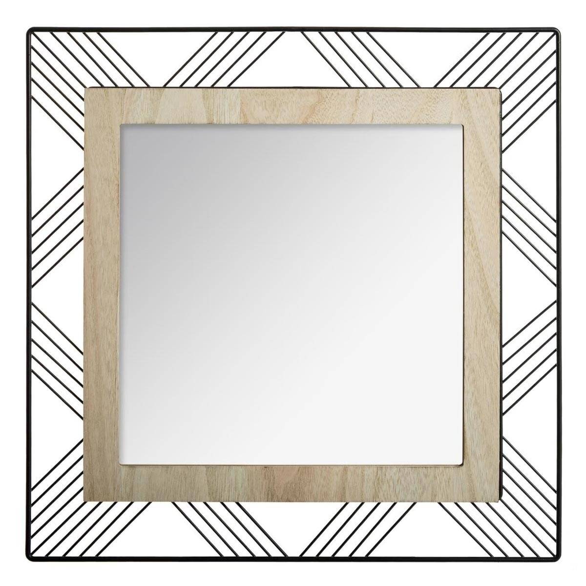 Miroir Carré en Métal & Bois "Joe" 45cm Noir - Image 1