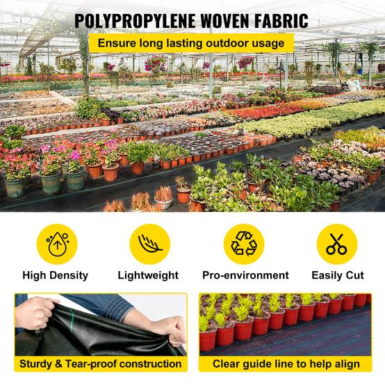 Vevor - VEVOR Toile anti-mauvaises herbes 91.4x2m (183m²), géotextile PP 3 oz, haute perméabilité, pour jardinage. - Image 3