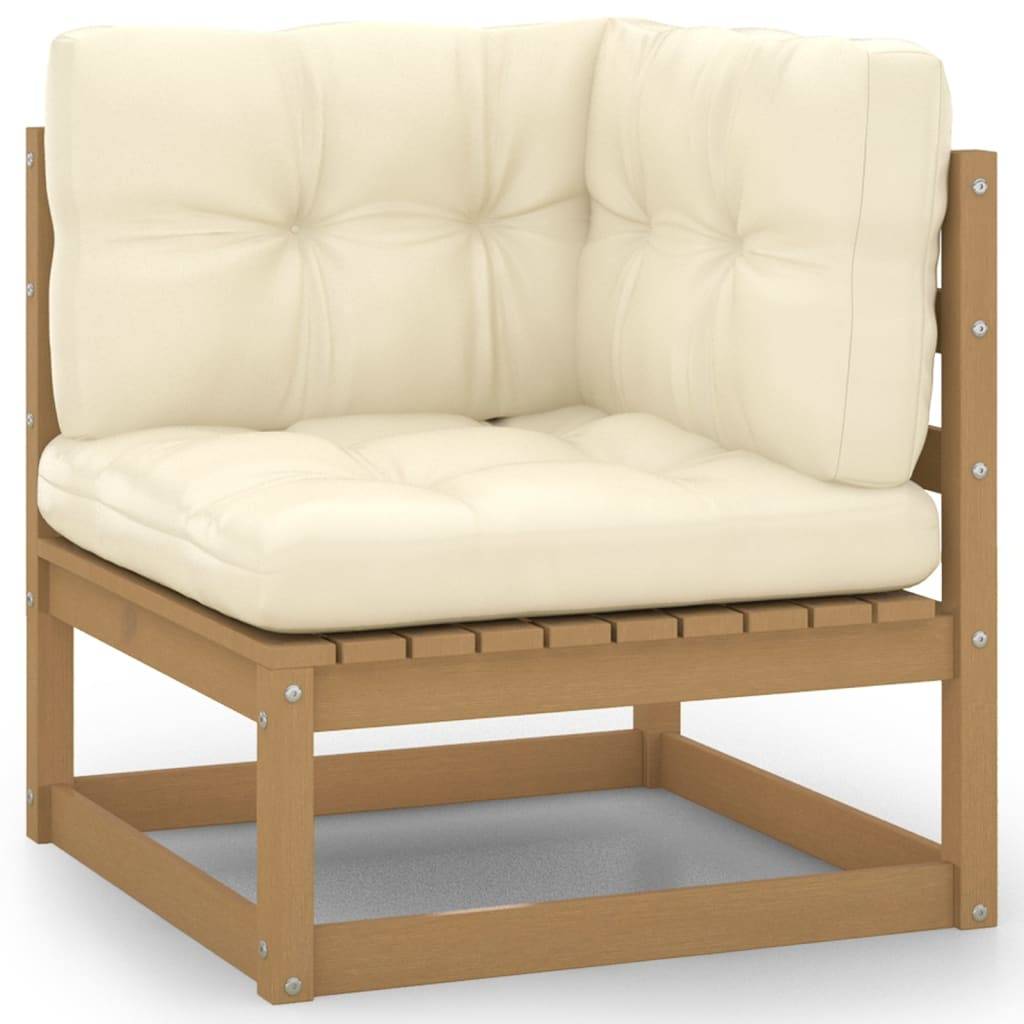 Helloshop26 - Salon de jardin meuble d'extérieur ensemble de mobilier 10 pièces avec coussins marron miel bois de pin - Image 3