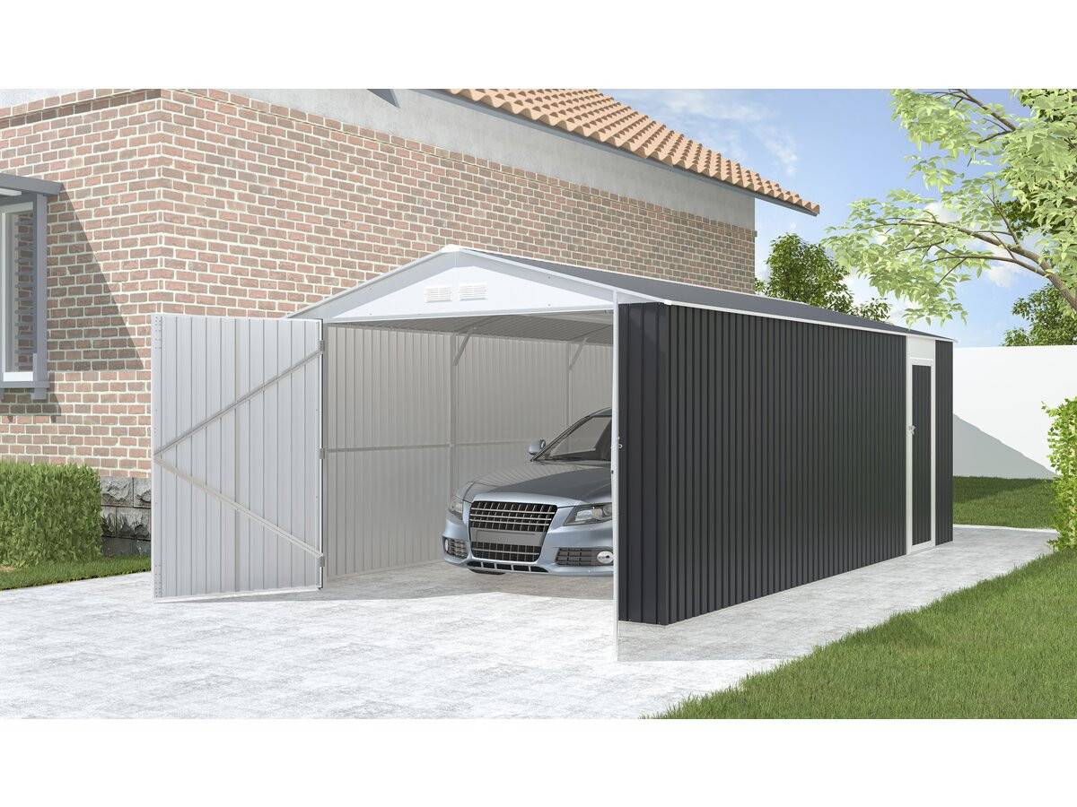 Habitat Et Jardin - Garage En Métal "houston" 18,56m² - Anthracite -habitat Et Jardin - Image 2