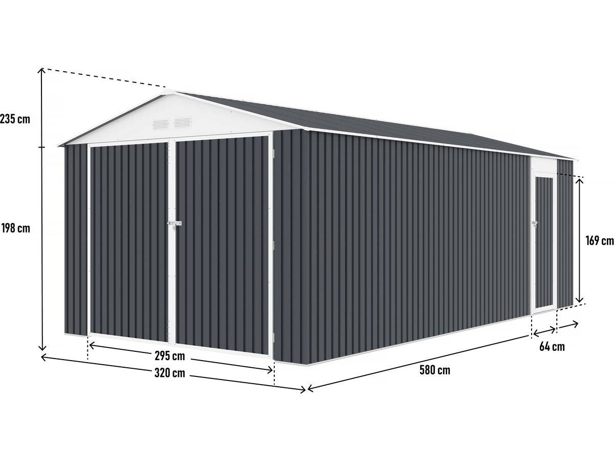 Habitat Et Jardin - Garage En Métal "houston" 18,56m²  - Anthracite -habitat Et Jardin - Image 3