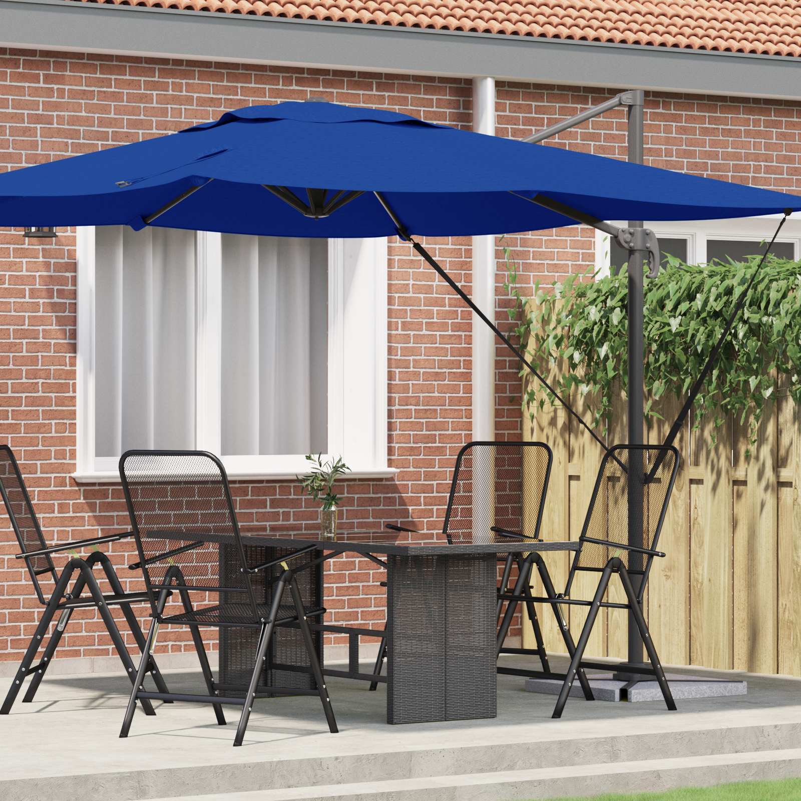 Parasol de patio - Parasol d'extérieur Bleu azur Aluminium, Polyester 3m - Image 2