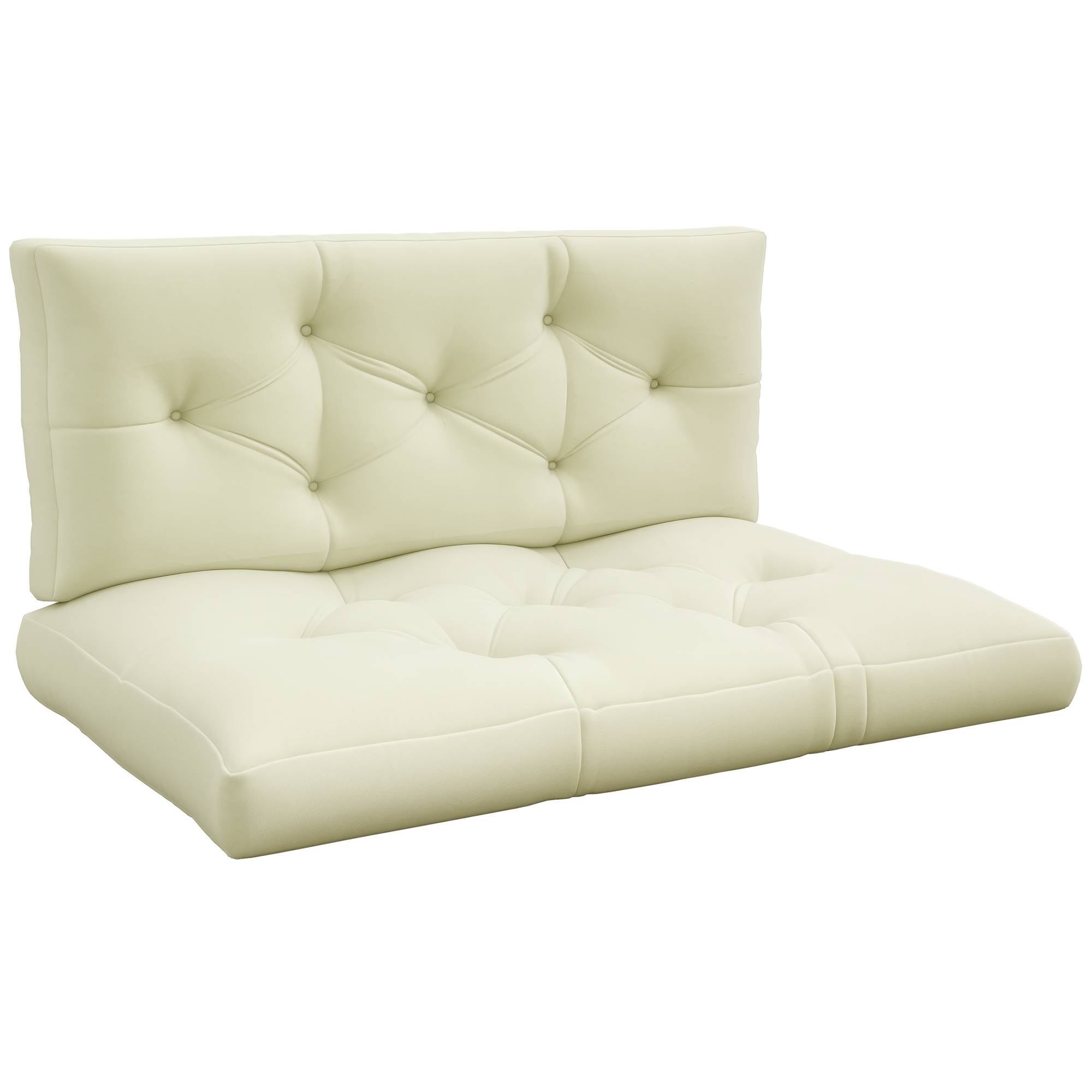 Outsunny - Lot 2 coussins assise dossier pour banc jardin, banquette, palette 2 places 120x80x12cm polyester crème - OUTSUNNY - Image 1