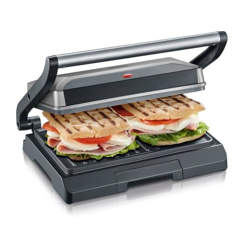 Severin - Severin Kg2394 Gril Multifonction Compact : Viande - Paninis - Legumes - Plaques Anti-adhesives 23x14 -5 Cm - Recuperateur De Gr - Image 4