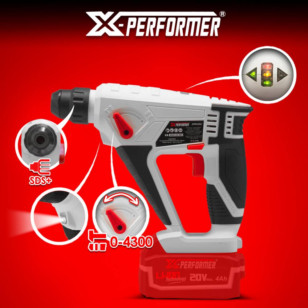 Marteau perforateur sans fil 20V livré sans batterie -  X-Performer - Image 3
