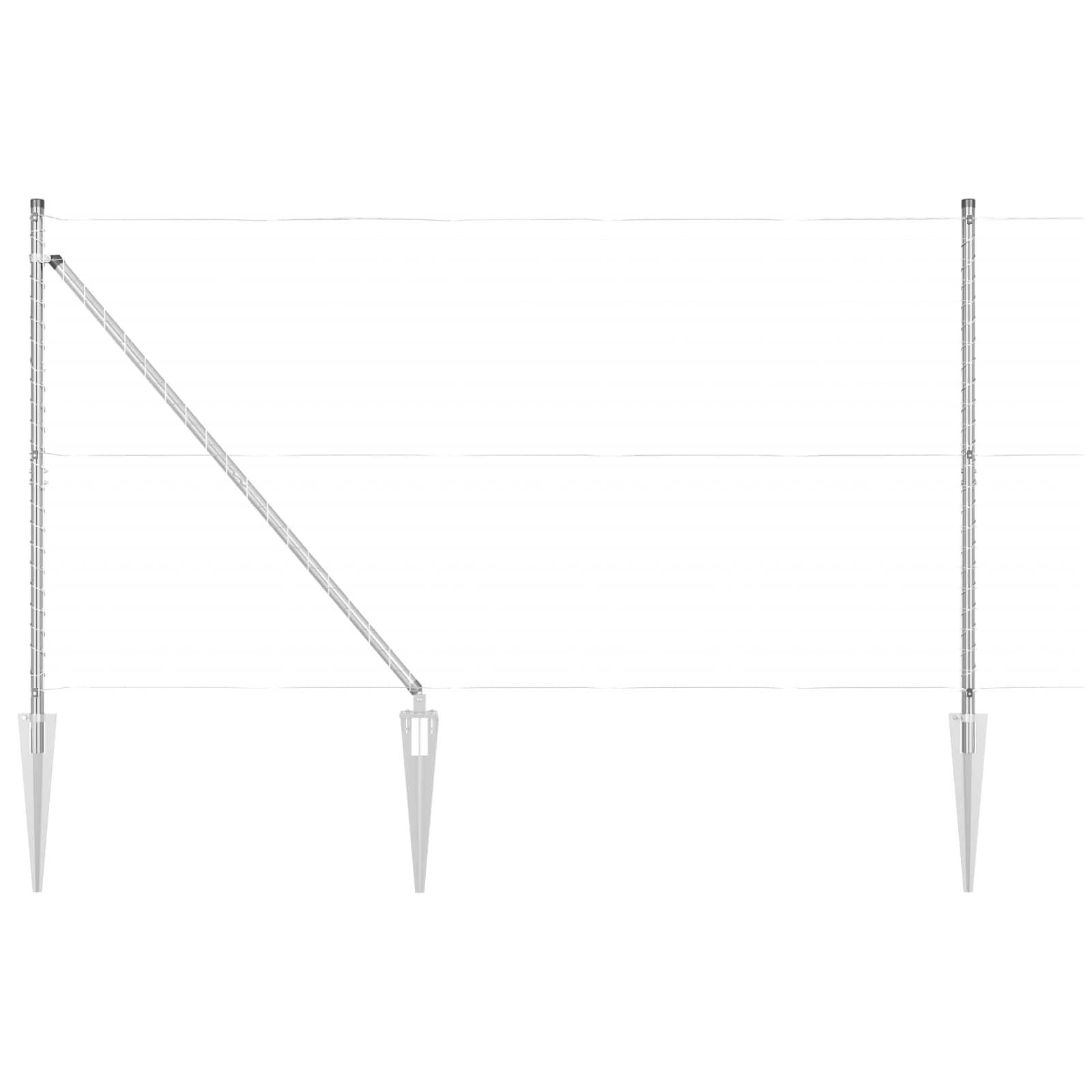 Poteau de clôture acier galvanisé gris 3,2 x 3,2 x 205 cm, Argent - PANGIVO - Image 2
