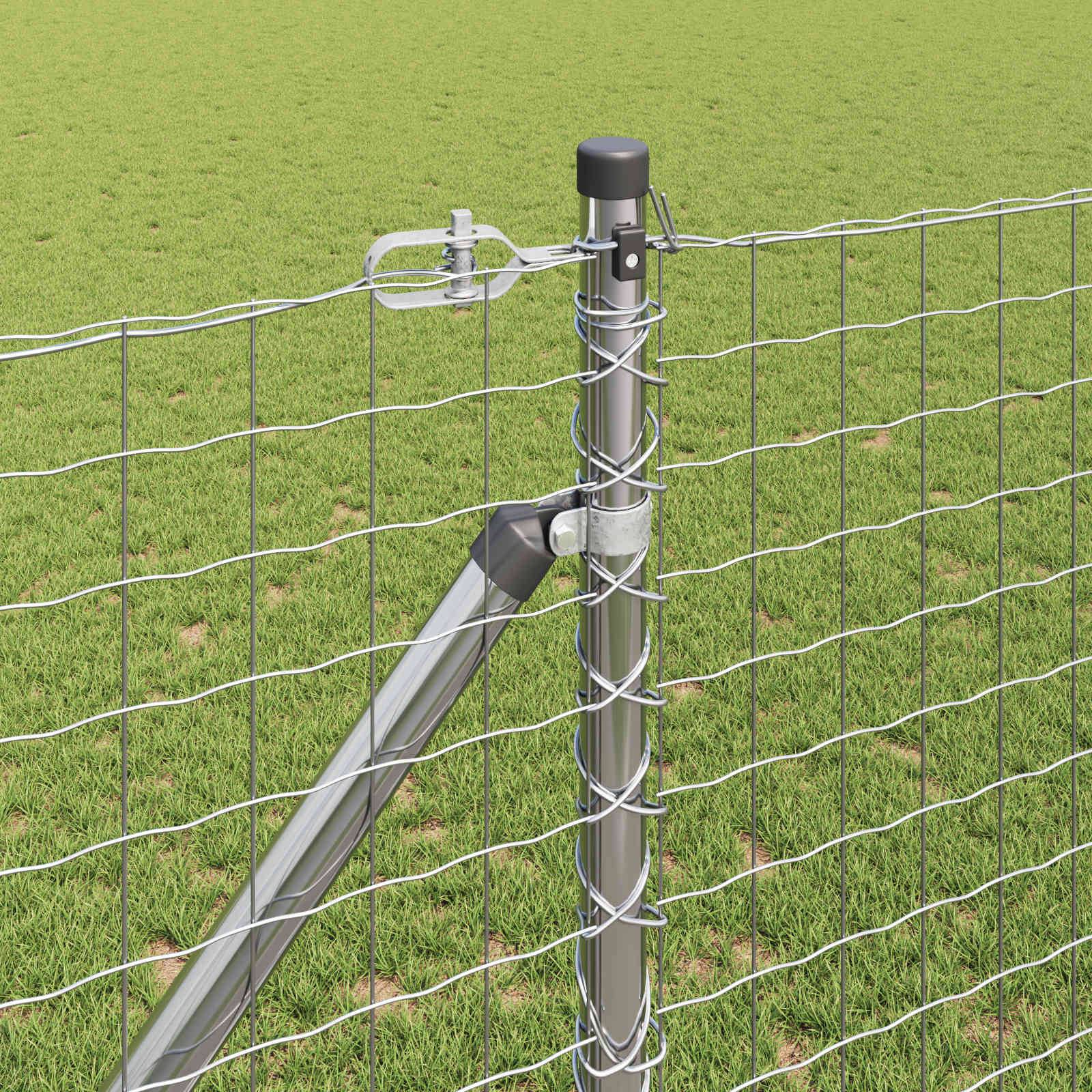 Poteau de clôture acier galvanisé gris 3,2 x 3,2 x 205 cm, Argent - PANGIVO - Image 3