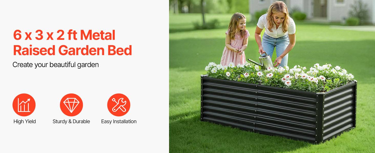 Vevor - VEVOR Carré Potager Surélevé Métal Galvanisé Lit Jardin 180x90x60 cm Gris Foncé - Image 9