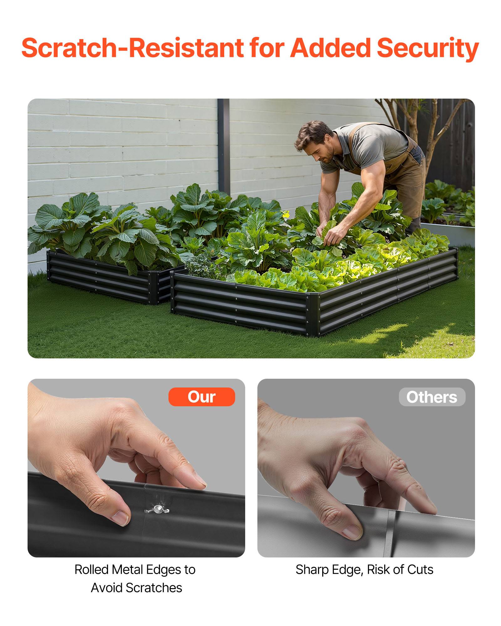Vevor - VEVOR Carré Potager Surélevé Métal Galvanisé Lit Jardin 180x90x60 cm Gris Foncé - Image 4