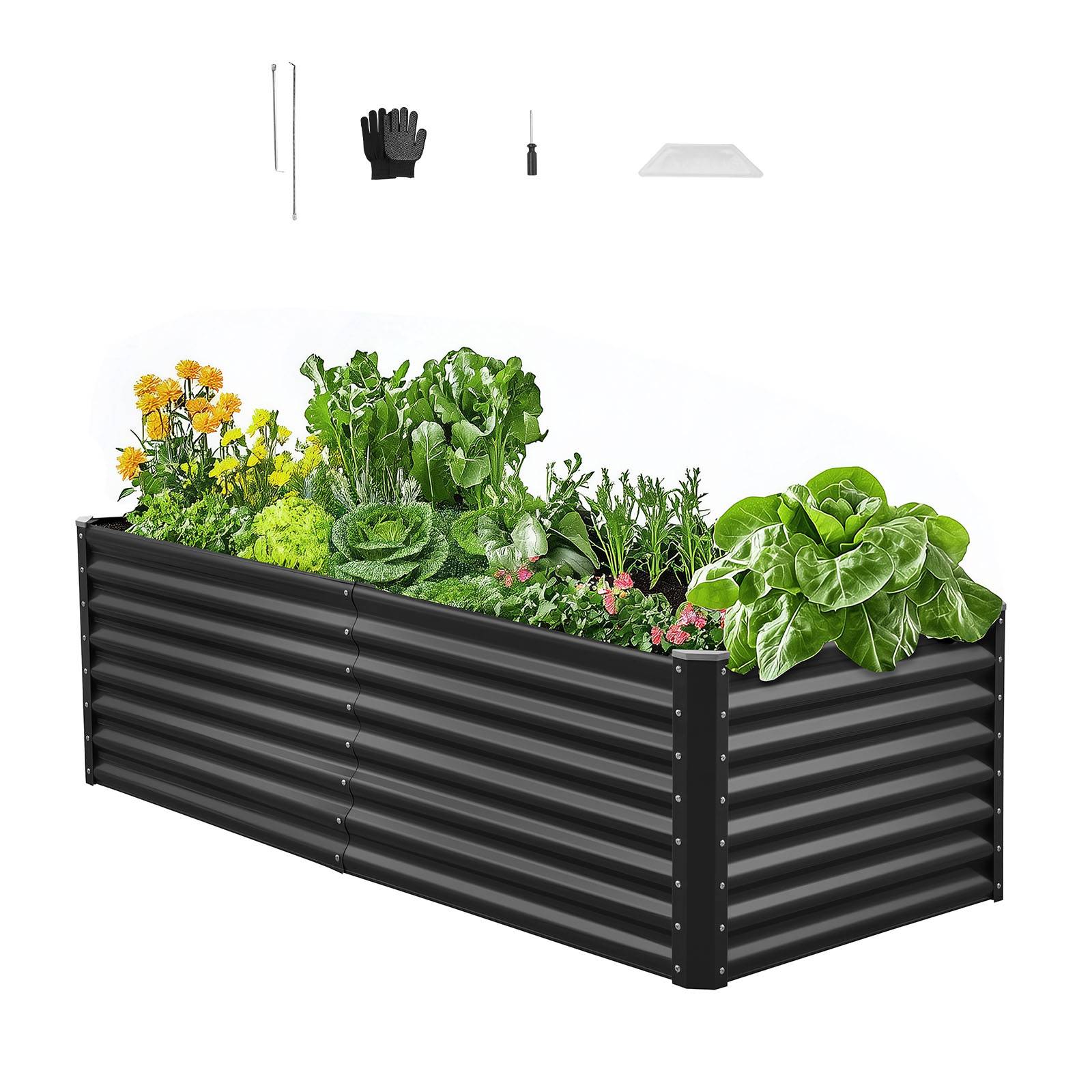 Vevor - VEVOR Carré Potager Surélevé Métal Galvanisé Lit Jardin 180x90x60 cm Gris Foncé - Image 1
