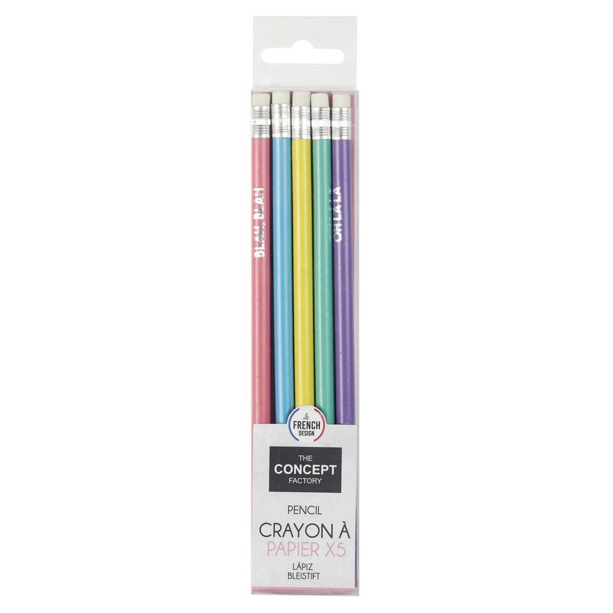 The Concept Factory - Lot de 5 Crayons à Papier "Pop" 19cm Multicolore - Image 7