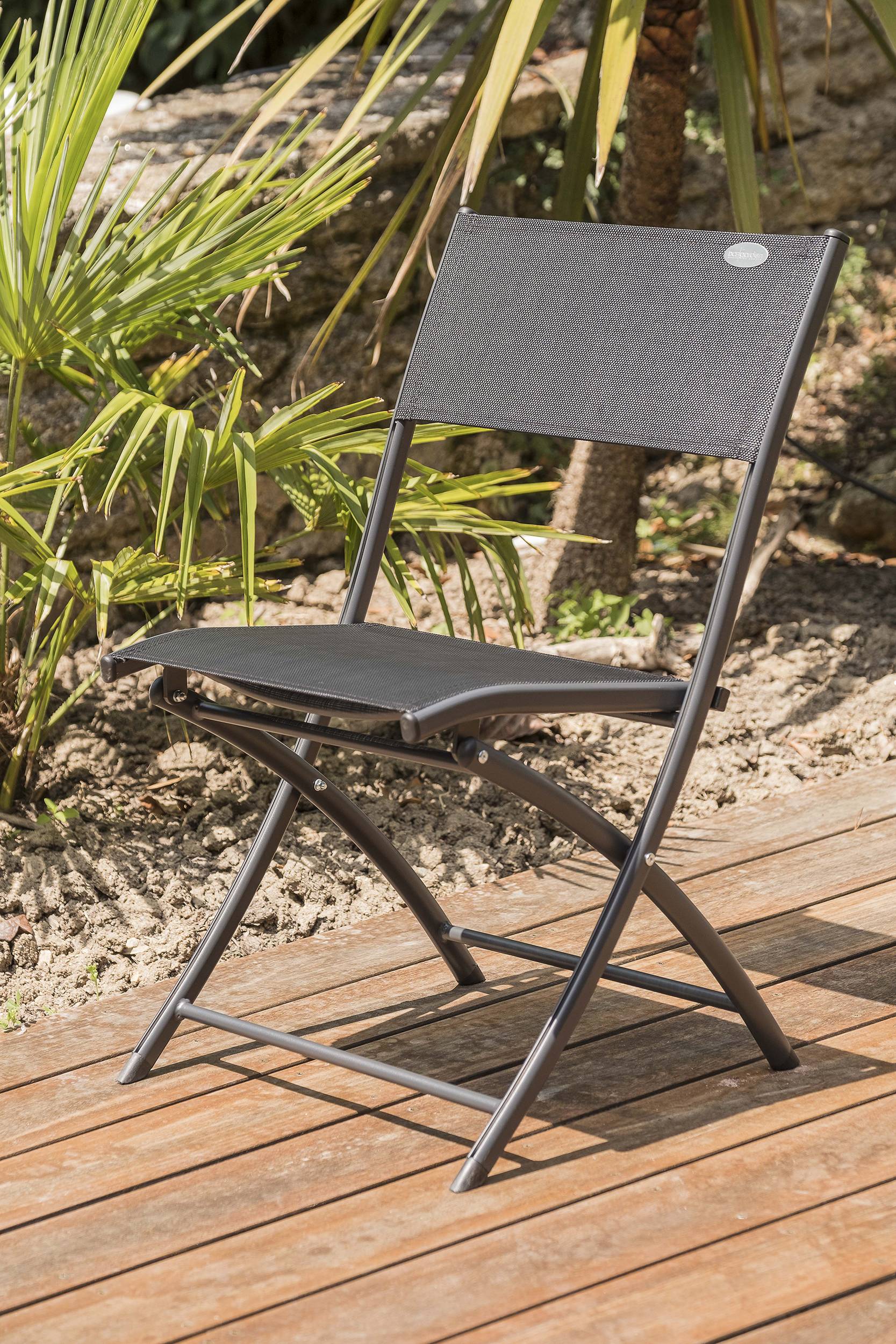 Dcb Garden - Lot de 6 chaises en aluminium et toile plastifiéee - Gris anthracite - C43 - Image 1
