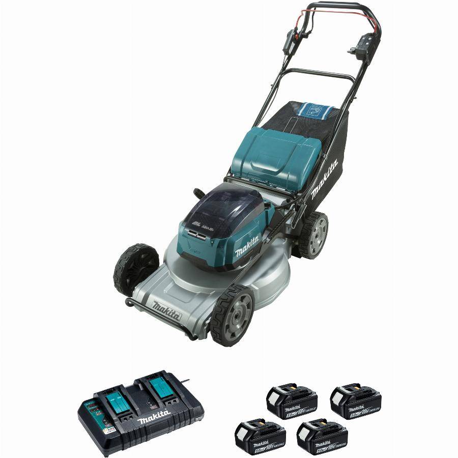 Makita - Tondeuse auto-tractée 36V 2 x 18V Li-Ion 5 Ah MAKITA 4 batteries - DLM533PT4 - Image 1