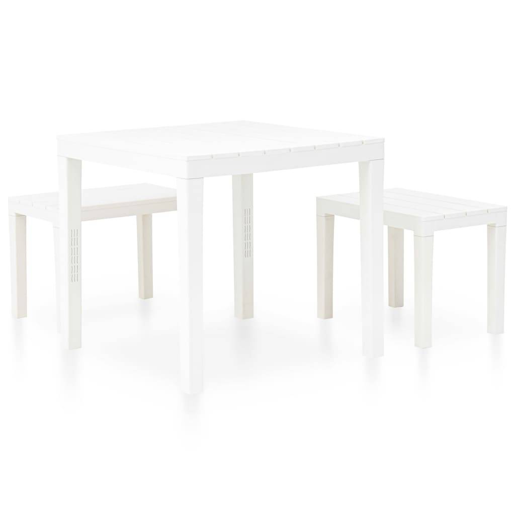 Vidaxl - Table de jardin avec 2 bancs Plastique Blanc vidaXL 48777 - Image 2