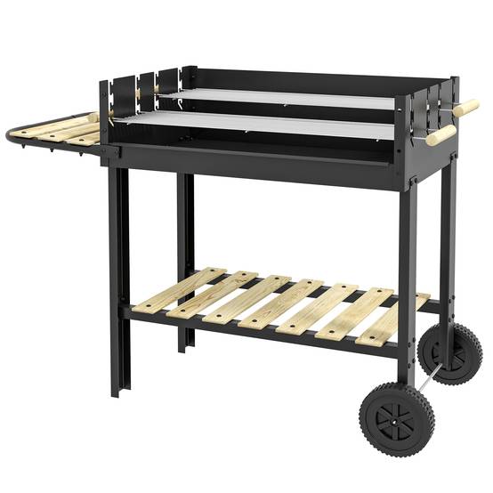 Barbecue à charbon double gril métal jardin cuisson réglable grande capacité noir 113 cm - ComfortXL Outdoor Living - Image 2