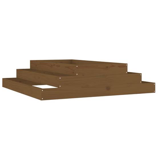 Jardinière | Pot de fleurs | Cache-pot | Bac à fleurs Marron miel 110x110x27 cm Bois massif de pin - Image 1