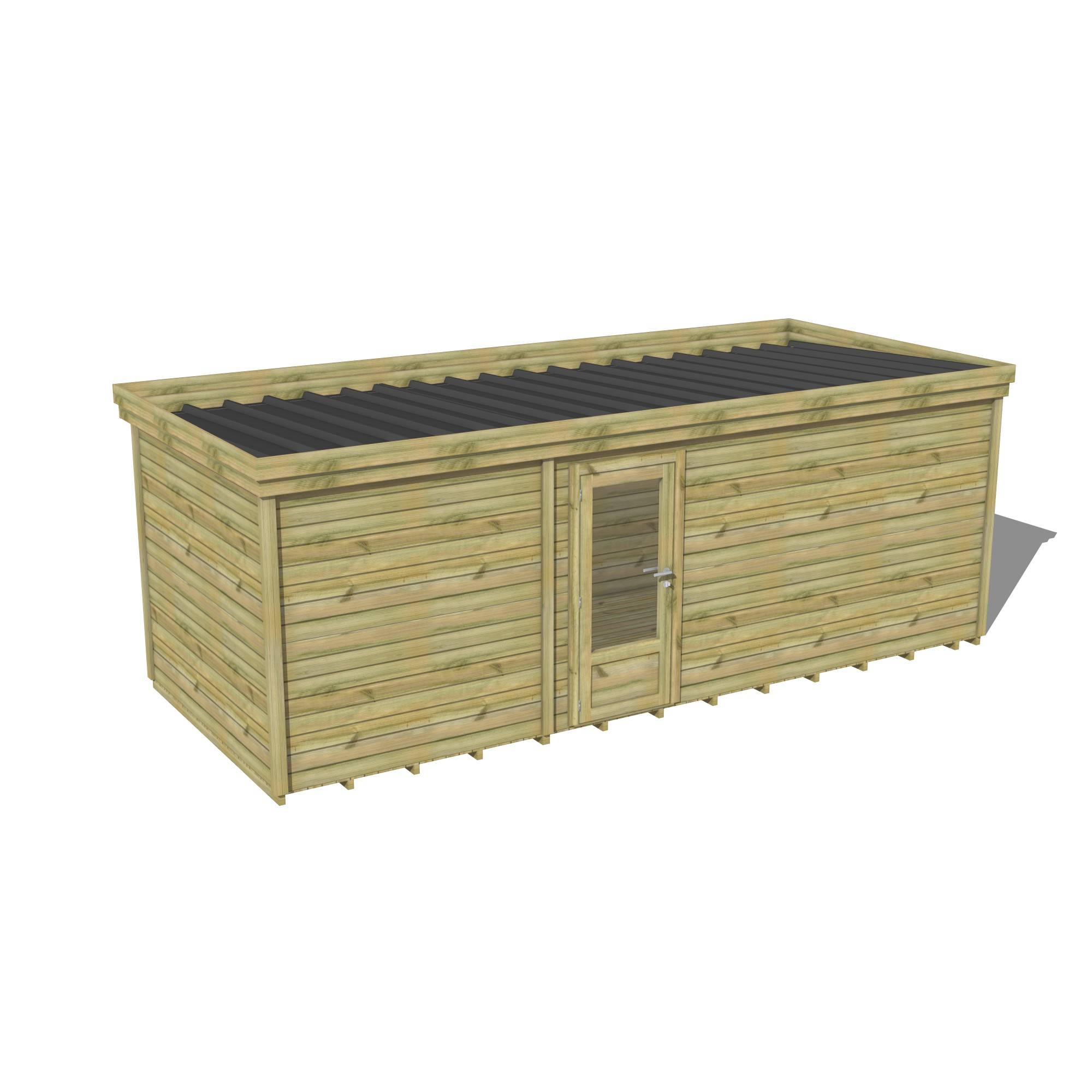 Abri Français - ABRI DE JARDIN bois Pin traité autoclave 27mm - 6,395x2,64m / 17m2 - Bac acier - Plancher bois - Image 1