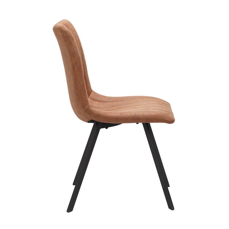Chaise PU marron Eden pieds métal - Image 5