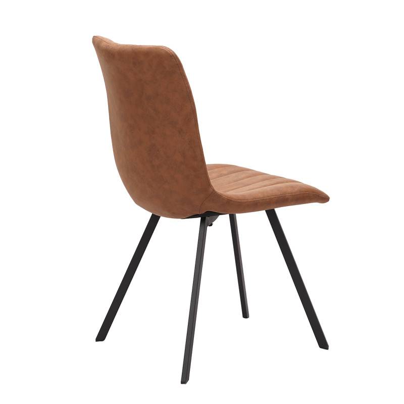 Chaise PU marron Eden pieds métal - Image 4
