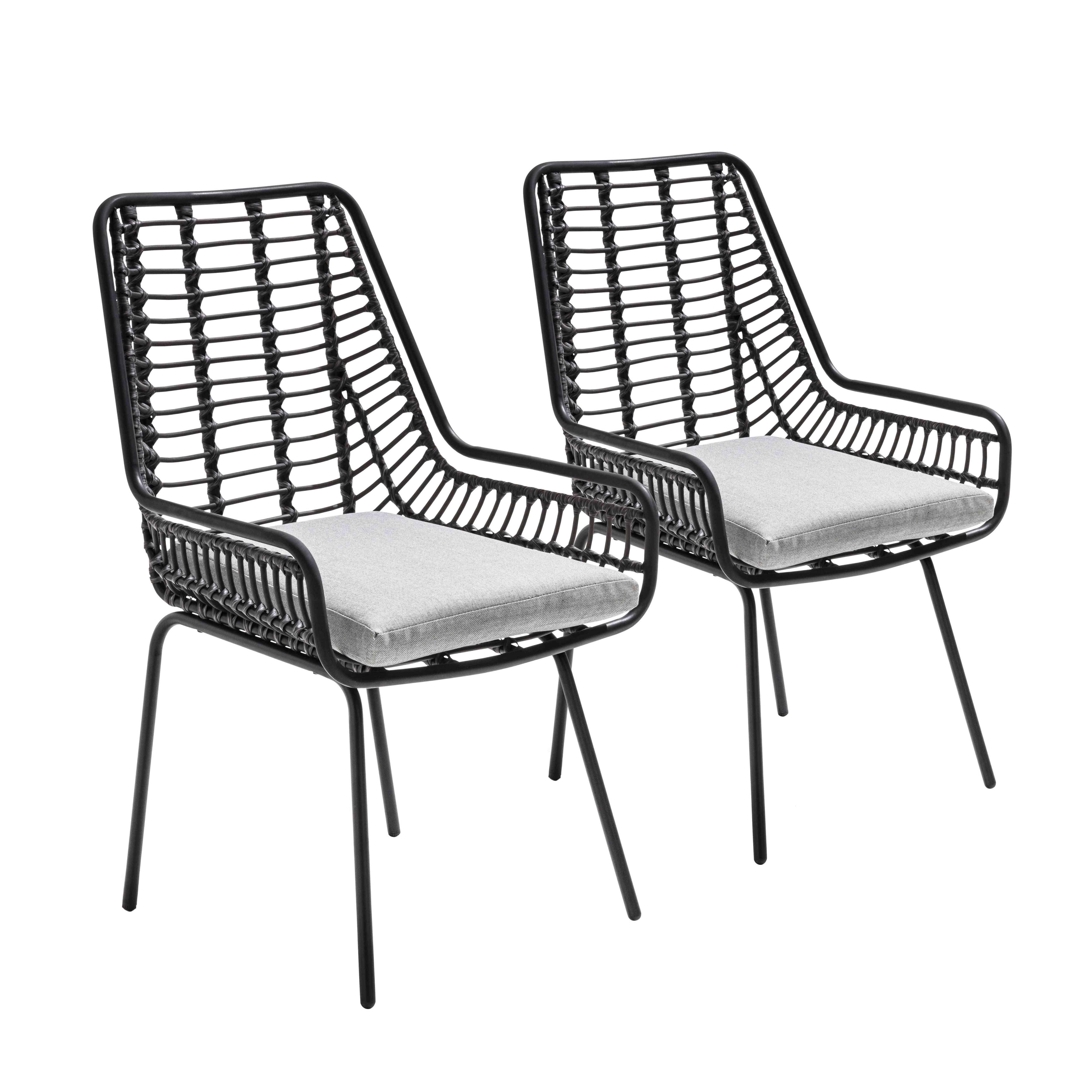 Oviala - Lot 2 chaises de jardin en résine tressée et acier - Oviala - Image 1