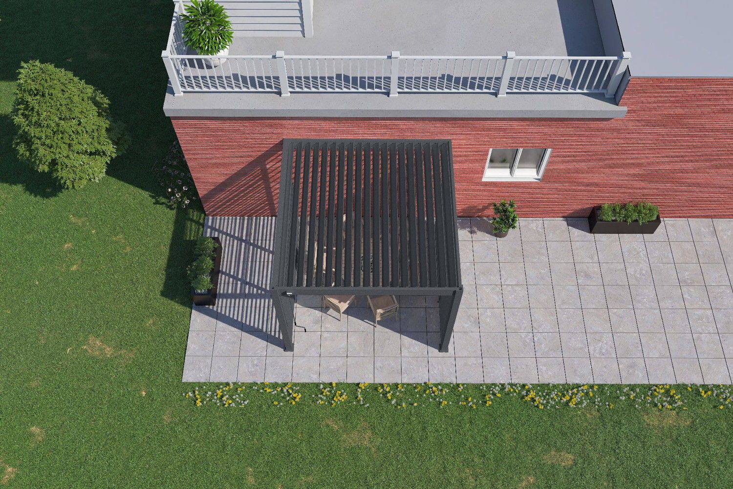 Ombrea - Pergola bioclimatique adossée anthracite - 300 x 300 x H. 258 cm Ombréa - Image 5
